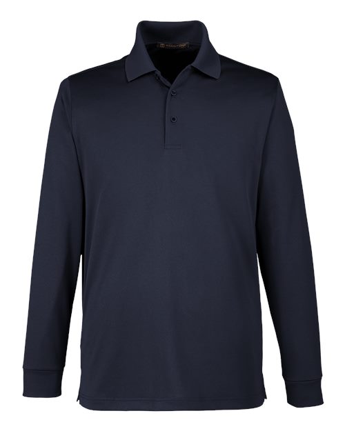 Harriton M348LT Men's Tall Advantage Long Sleeve Snag Protection Plus IL Polo #color_DARK NAVY