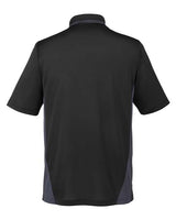 Harriton M386T Men's Tall Flash Snag Protection Plus IL Colorblock Polo #color_BLACK/ DK CHARCL