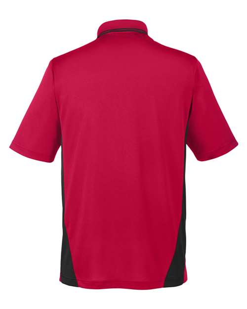 Harriton M386T Men's Tall Flash Snag Protection Plus IL Colorblock Polo #color_RED/ BLACK