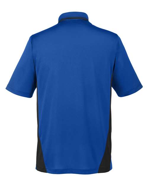 Harriton M386T Men's Tall Flash Snag Protection Plus IL Colorblock Polo #color_TR ROYAL/ BLACK