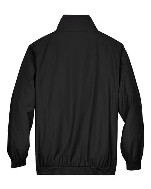 Harriton M740 Adult Fleece-Lined Nylon Jacket #color_BLACK/ BLACK