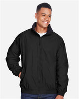 Harriton M740 Adult Fleece-Lined Nylon Jacket #color_BLACK/ BLACK