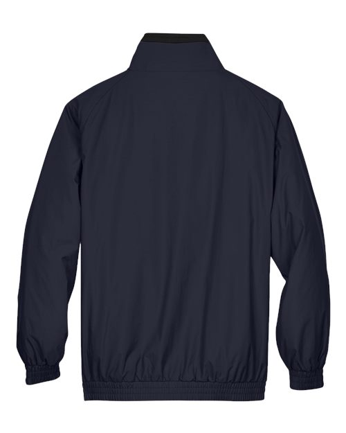 Harriton M740 Adult Fleece-Lined Nylon Jacket #color_NAVY/ BLACK