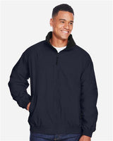 Harriton M740 Adult Fleece-Lined Nylon Jacket #color_NAVY/ BLACK