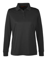 Harriton M348LW Ladies' Advantage Snag Protection Plus IL Long Sleeve Polo #color_BLACK