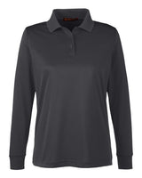 Harriton M348LW Ladies' Advantage Snag Protection Plus IL Long Sleeve Polo #color_DARK CHARCOAL