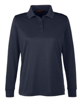 Harriton M348LW Ladies' Advantage Snag Protection Plus IL Long Sleeve Polo #color_DARK NAVY