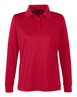 Harriton M348LW Ladies' Advantage Snag Protection Plus IL Long Sleeve Polo #color_RED