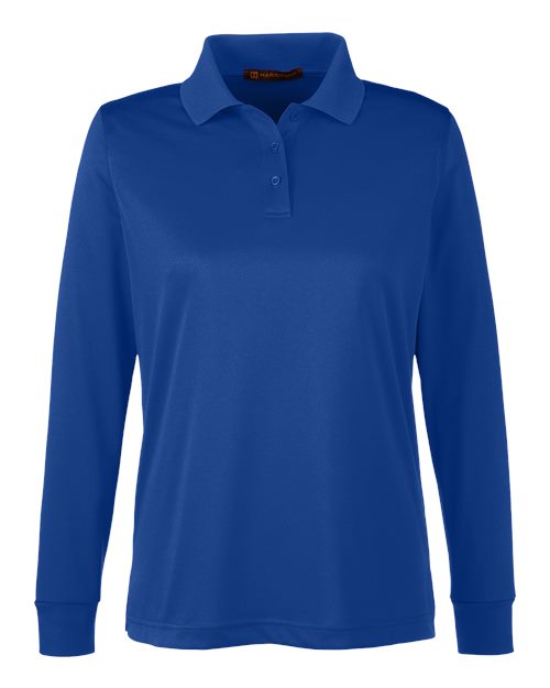 Harriton M348LW Ladies' Advantage Snag Protection Plus IL Long Sleeve Polo #color_TRUE ROYAL