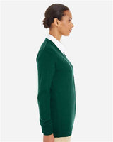 Harriton M425W Ladies' Pilbloc V-Neck Button Cardigan Sweater #color_HUNTER