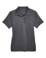 Harriton M345W Ladies' Advantage Snag Protection Plus IL Snap Placket Polo #color_DARK CHARCOAL