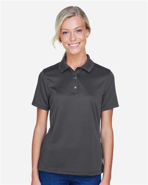 Harriton M345W Ladies' Advantage Snag Protection Plus IL Snap Placket Polo #color_DARK CHARCOAL