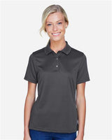 Harriton M345W Ladies' Advantage Snag Protection Plus IL Snap Placket Polo #color_DARK CHARCOAL