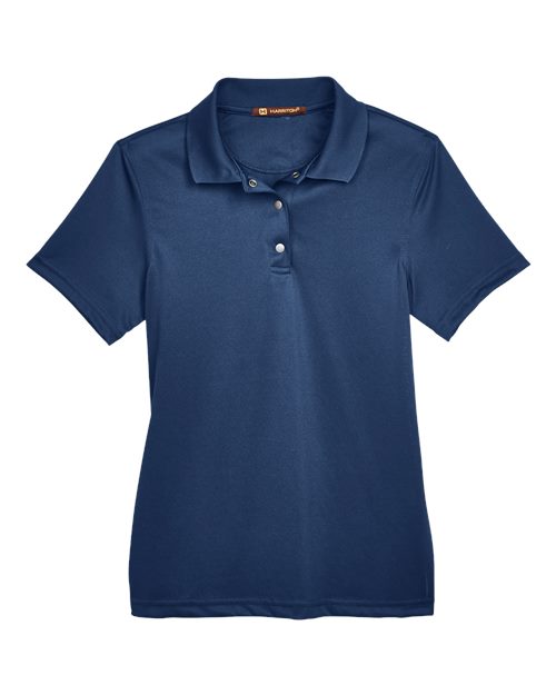 Harriton M345W Ladies' Advantage Snag Protection Plus IL Snap Placket Polo #color_DARK NAVY