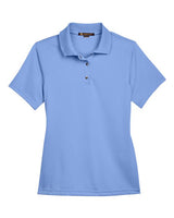 Harriton M345W Ladies' Advantage Snag Protection Plus IL Snap Placket Polo #color_INDUSTRY BLUE