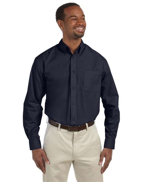 Harriton M510 Men's 3.1 oz. Essential Poplin #color_NAVY