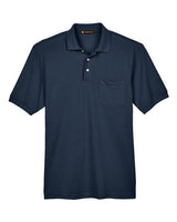 Harriton M265P Men's 5.6 oz. Easy Blend Polo withPocket #color_NAVY