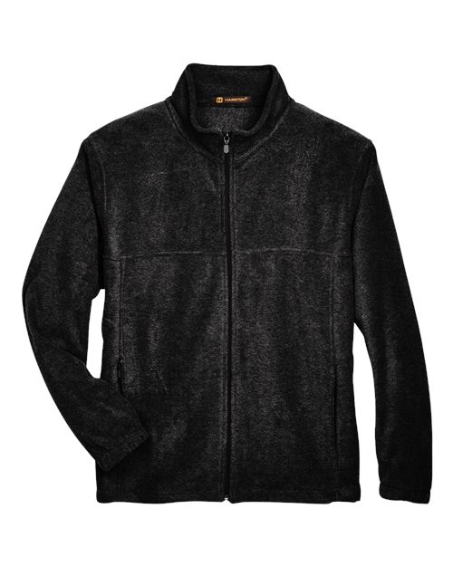 Harriton M990T Men's Tall 8 oz. Full-Zip Fleece #color_BLACK