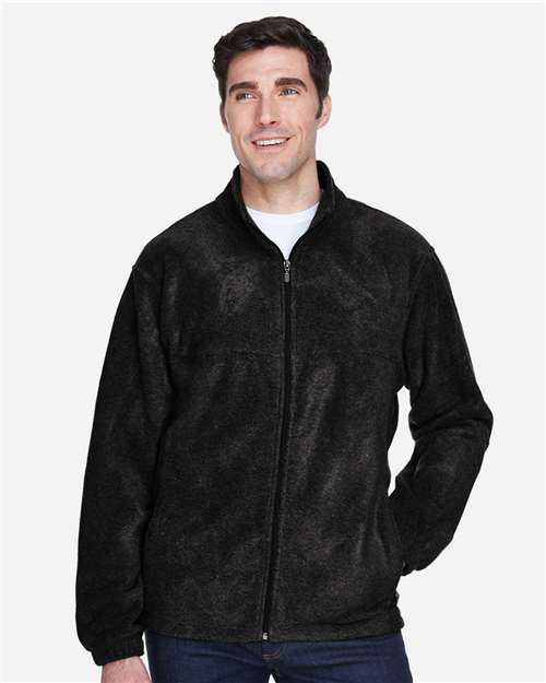 Harriton M990T Men's Tall 8 oz. Full-Zip Fleece #color_BLACK