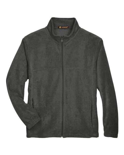 Harriton M990T Men's Tall 8 oz. Full-Zip Fleece #color_CHARCOAL