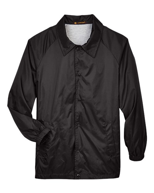 Harriton M775 Adult Nylon Staff Jacket #color_BLACK