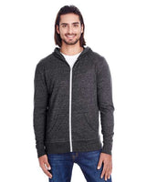 Threadfast Apparel 302Z Unisex Triblend Full-Zip Light Hoodie #color_BLACK TRIBLEND