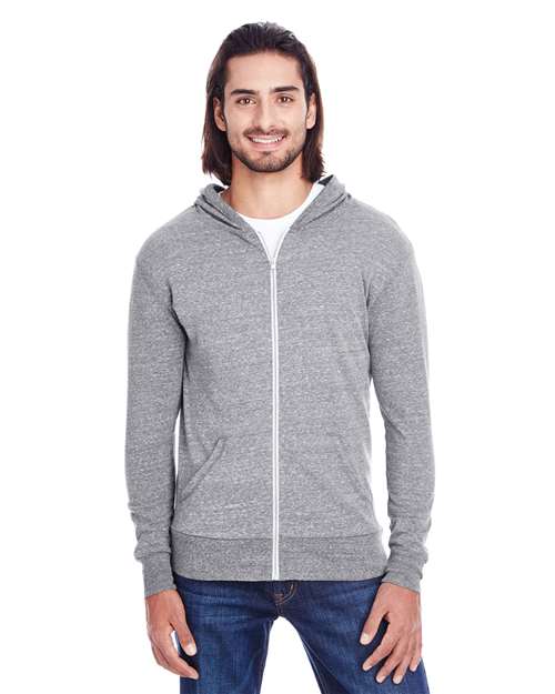 Threadfast Apparel 302Z Unisex Triblend Full-Zip Light Hoodie #color_GREY TRIBLEND