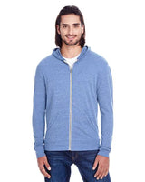 Threadfast Apparel 302Z Unisex Triblend Full-Zip Light Hoodie #color_NAVY TRIBLEND