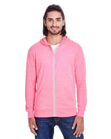 Threadfast Apparel 302Z Unisex Triblend Full-Zip Light Hoodie #color_NEON PINK TRIBLD