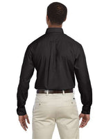 Harriton M510T Men's Tall 3.1 oz. Essential Poplin #color_BLACK