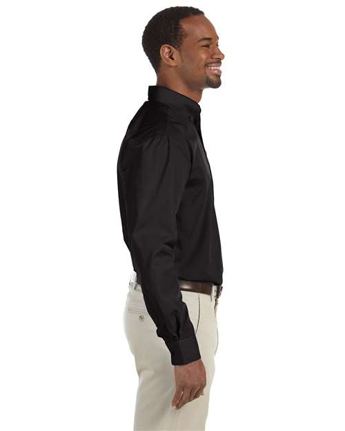 Harriton M510T Men's Tall 3.1 oz. Essential Poplin #color_BLACK