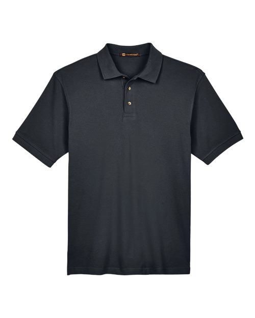 Harriton M200T Men's Tall 6 oz. Ringspun Cotton Piqu Short-Sleeve Polo #color_BLACK