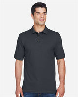 Harriton M200T Men's Tall 6 oz. Ringspun Cotton Piqu Short-Sleeve Polo #color_BLACK