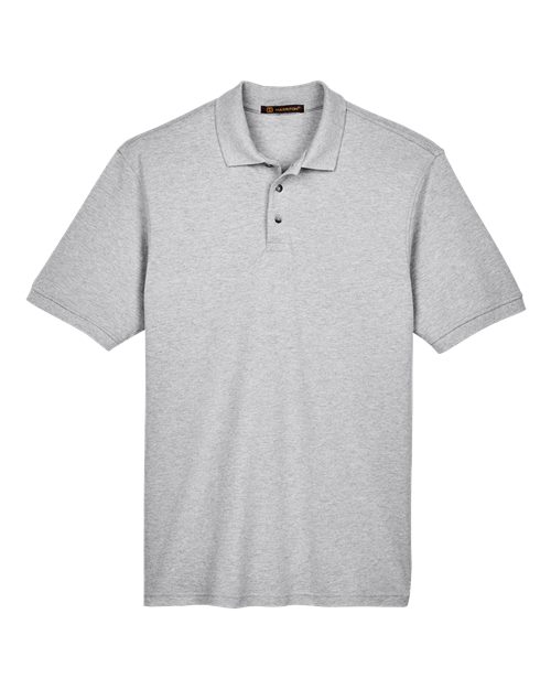 Harriton M200T Men's Tall 6 oz. Ringspun Cotton Piqu Short-Sleeve Polo #color_GREY HEATHER