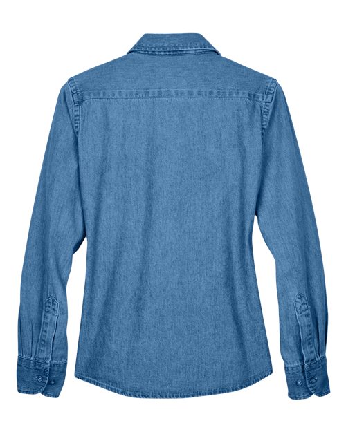 Harriton M550W Ladies' 6.5 oz. Long-Sleeve Denim Shirt #color_LIGHT DENIM