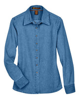 Harriton M550W Ladies' 6.5 oz. Long-Sleeve Denim Shirt #color_LIGHT DENIM