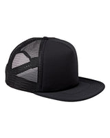 Big Accessories BX030 5-Panel Foam Front Trucker Hat #color_BLACK/ BLACK