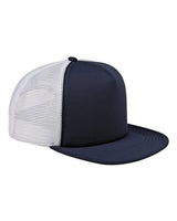 Big Accessories BX030 5-Panel Foam Front Trucker Hat #color_NAVY/ WHITE