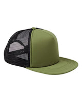 Big Accessories BX030 5-Panel Foam Front Trucker Hat #color_OLIVE/ BLACK