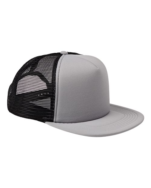 Big Accessories BX030 5-Panel Foam Front Trucker Hat #color_STEEL/ BLACK