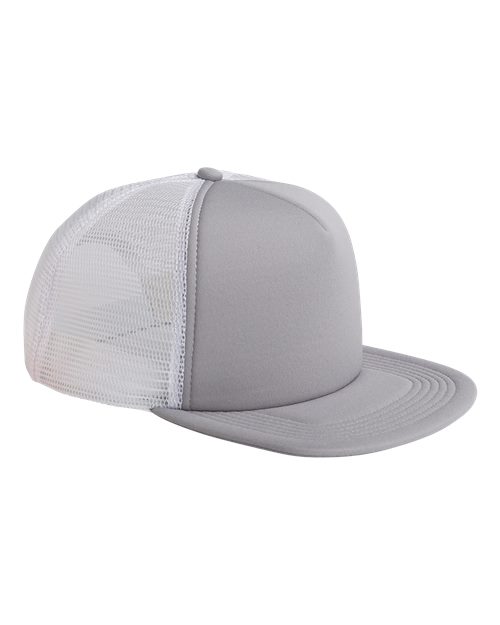 Big Accessories BX030 5-Panel Foam Front Trucker Hat #color_STEEL/ WHITE