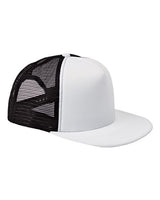 Big Accessories BX030 5-Panel Foam Front Trucker Hat #color_WHITE/ BLACK