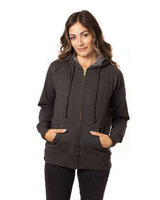 econscious EC4580 Ladies' Organic/Recycled Heathered Fleece Full-Zip Hooded Sweatshirt #color_CHARCOAL