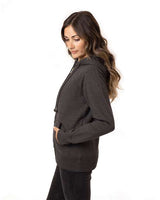 econscious EC4580 Ladies' Organic/Recycled Heathered Fleece Full-Zip Hooded Sweatshirt #color_CHARCOAL