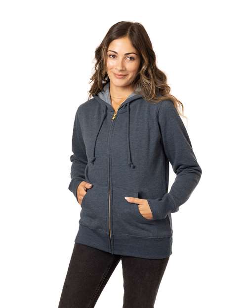 econscious EC4580 Ladies' Organic/Recycled Heathered Fleece Full-Zip Hooded Sweatshirt #color_WATER