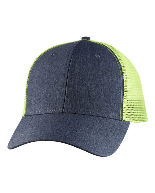 Big Accessories BA540 Sport Trucker Hat #color_NAVY/ NEON YLW