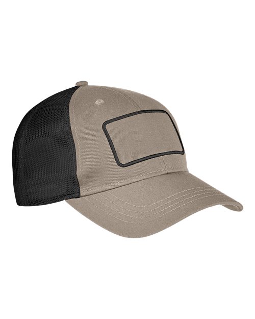 Big Accessories BA656T Patch Trucker Hat #color_KHAKI/ BLK/ BLK