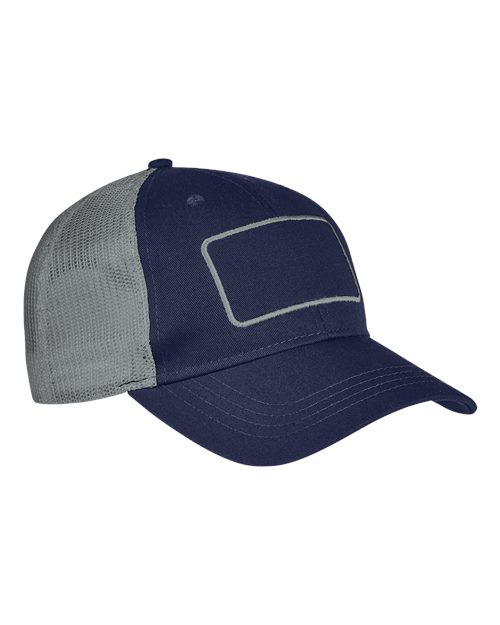 Big Accessories BA656T Patch Trucker Hat #color_NAVY/ GRAY/ GRAY