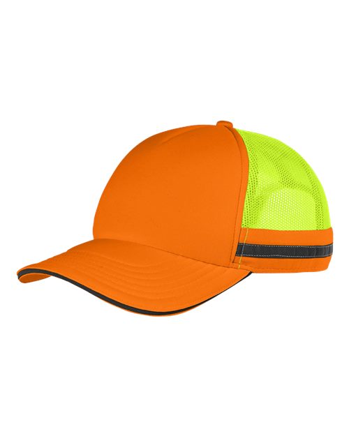 Big Accessories BA661 Safety Trucker Hat #color_NEON ORNG/NE YLW