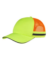 Big Accessories BA661 Safety Trucker Hat #color_NEON YLW/ NE ORG